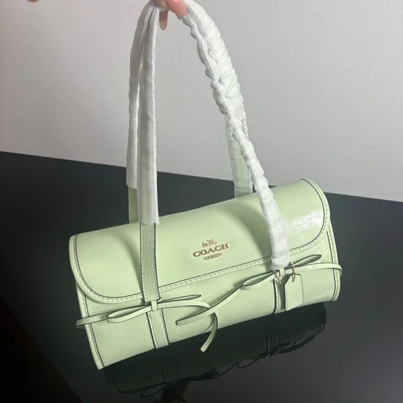 Coach Baguette Bag Green Bow Flap Shoulder Chic - Picture 3 of 8